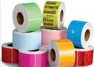 Giấy in Decal (40*30)mm*50m (2 hàng tem, khoảng cách tem 2x3mm) màu xanh