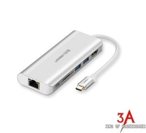 Bộ chuyển USB type C đa năng Ugreen 40873 sang USB 3.0, HDMI, LAN, typeC, SD card