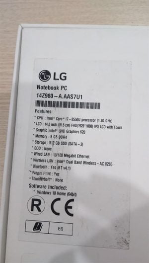 Laptop LG Gram 14Z980-A.AAS7U1 6 1a1a53c3fbb34048a2489ec3738c9849