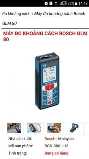 Máy đo khoảng cách laser Bosch GLM 80