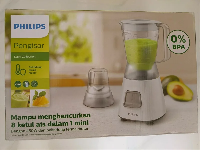 Máy xay sinh tố cầm tay Philips HR2056, CS 350W, 1 tốc độ + 1 số nhồi, lưỡi dao 4 cánh, có 2 cối nhưa xay xinh tố và khô 5 6cfc3540ba74456692a5338c82672758