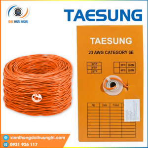 Dây mạng TAESUNG Cat6E UTP Đồng dầu 8 có lõi chữ thập chống nhiễu chéo 305m/cuộn (503168) màu cam