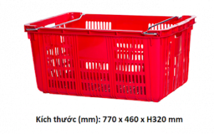 Rổ nhựa (sóng nhựa) quai sắt 715x465x330mm