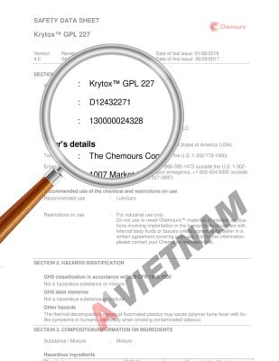 Mỡ Krytox GPL 227 6 msds krytox gpl 227