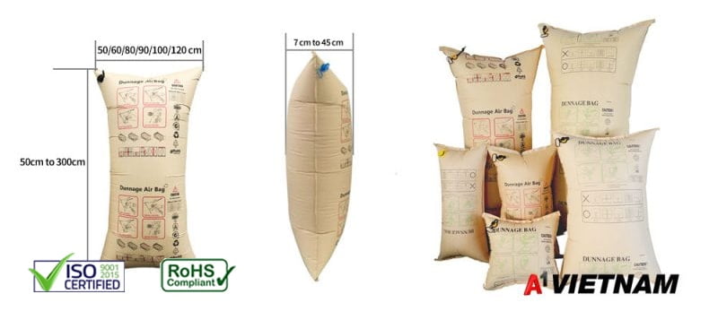 Túi khí chèn Container Dunnage Air Bag 12 Kích thước túi chèn hàng container