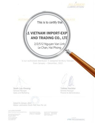 Kluber Việt Nam - Phân Phối Mỡ Kluber Chính Hãng 1 A1 Việt Nam - Certificate Kluber