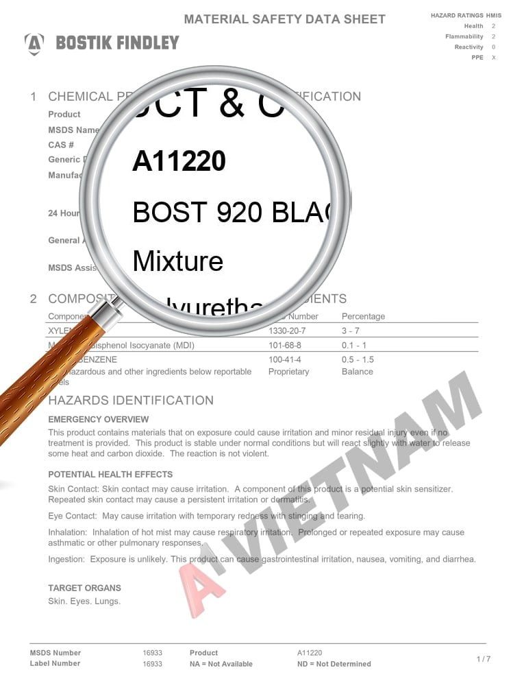 Keo Bostik 920 5 MSDS Keo Bostik 920