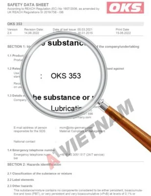 Dầu OKS 353 5 Dầu OKS 353 MSDS