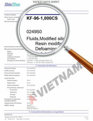 Dầu Shinetsu KF-96-1000CS 3 Shinetsu KF-96-1000CS SDS