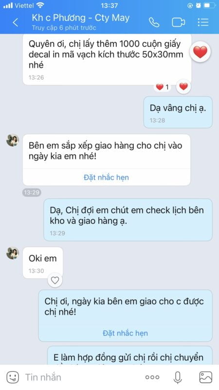 Giấy decal in mã vạch chất lượng cao, giá rẻ 16 Feedback khach hang
