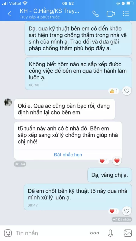 feedback khach chong tham nha ve sinh